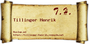 Tillinger Henrik névjegykártya
